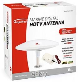 1byone Amplified Marine Antenna With Omni-directional 360° Reception, 70 Miles