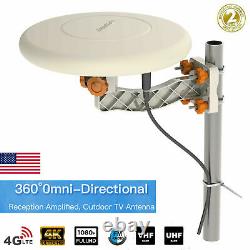 360° Omni-directional Outdoor Amplified TV Antenna Digital UHF VHF FM 4K HDTV US