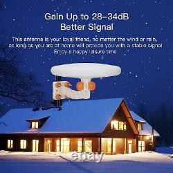 360° Omni-directional Outdoor Amplified TV Antenna Digital UHF VHF FM 4K HDTV US