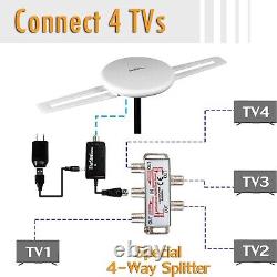 360° Omnidirectional HDTV Antenna 150 Mile Range Supports 4TVs Installa