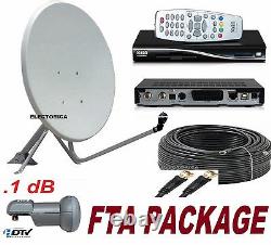 39 Satellite Dish Antenna + Dreambox Dm100 Fta Receiver + Lnb +100 Ft Rg6 Cable