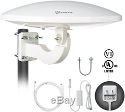 ANTOP 360° Omni-Directional Amplified Outdoor HDTV Antenna 65 Miles Range with &