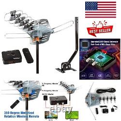 Dual TV Outdoor Antenna with 150 Miles Long Range and Wireless Remote Control