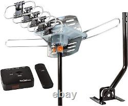 Dual TV Outdoor Antenna with 150 Miles Long Range and Wireless Remote Control