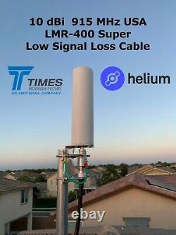 Helium Miner 10 dBi Omni-directional 915Mhz Antenna 10' LMR-400 COMBO BUNDLE HNT