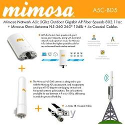 Mimosa A5C-BD5 5Ghz Gigabit AP Fiber Speeds 802.11ac + Mimosa Omni Antenna N