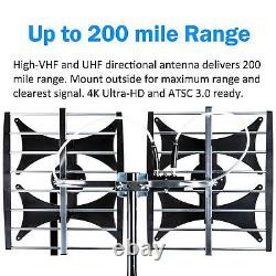 Multi-Directional 4V HDTV Antenna up to 200 Mile Range, UHF/VHF, Indoor, At