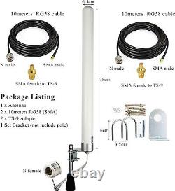 Omni-Directional 4G LTE Antenna for Routers with 10m Extension Cables & Adapters