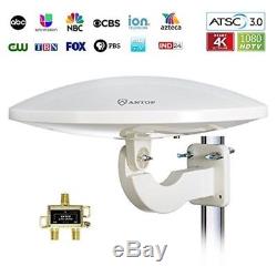 Outdoor Amplified HDTV Antenna Omni-Directional 65 Miles Range Attic Roof RV