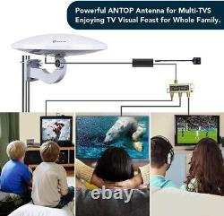 Outdoor TV Antenna 360 Degree Reception, 65 Miles Range, Waterproof & Anti-UV