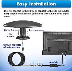 Outdoor TV Antenna 360° Omni-Directional Reception Long 100+ Miles Matt Black