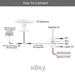 Outdoor Tv Antenna Amplified RV Omni Directional 360 Degreee Reception 70 Miles