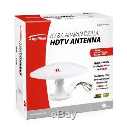 Outdoor Tv Antenna Amplified RV Omni Directional 360 Degreee Reception 70 Miles