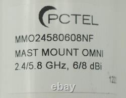 PCTEL MMO24580608NF 2.4/5/8 GHz 6/8 dBI Mast Mount Omni-Directional Antenna Jack