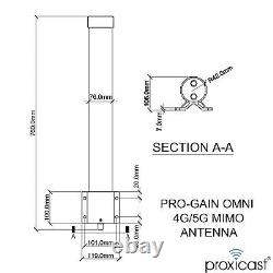 Proxicast Pro-Gain 4G / 5G MIMO Antenna Wide-Band Omni-Directional for Cell