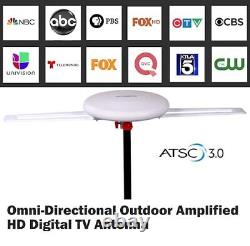 Upgraded 2024 Omni-Directional Outdoor HD Digital TV Antenna 360 Degree, 4TVs