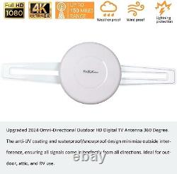 Weather-Resistant Omni-Directional TV Antenna for 4 TVs Easy Setup, 150+ Miles