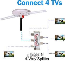 Weather-Resistant Omni-Directional TV Antenna for 4 TVs Easy Setup, 150+ Miles