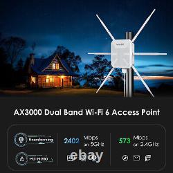 WiFi 6 Dual Band 2.4G+5G AX3000 Long Range Outdoor WiFi Mesh Extender Booster